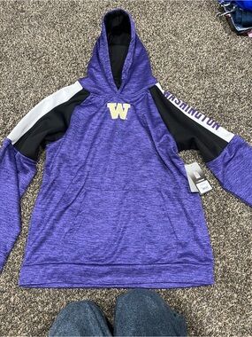 Colosseum Purple Washington 'W' Hooded Sweatshirt with Black & White Accents